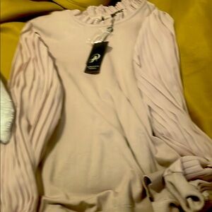 Adrianna Papell Pink Crew Neck Sweater with Textured Knit